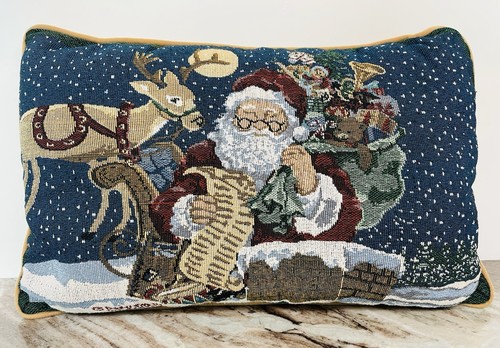 Vintage tapestry pillow santa - vintage,